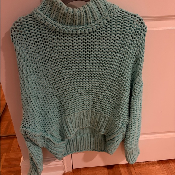 Free People My Only Sunshine teal women’s sweater - Picture 2 of 6